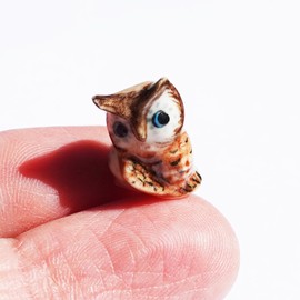 SSJSHOP Owl Micro Tiny Dollhouse Figurines Ceramic Hand Painted Animals Collectible Small Gift Home Garden Decor #2