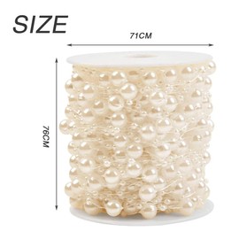 BUYGOO 30 m Pearl Garland Pearl Chain Decorative Fishing Line Pearl Ribbon Artificial Pearls Garland Christmas Tree Chain Beads Bead Wire Bead Cord for DIY Crafts Hair Accessories Table Decoration Wedding Party Decoration