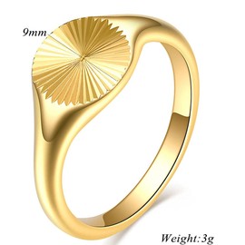 Jude Jewelers Stainless Steel Round Signet Style Sunshine Pattern Cocktail Party Promise Statement Holiday Ring (Gold, 11)