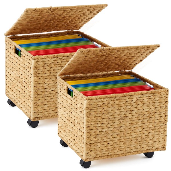 Sintuff 2 Pack Rolling File Cabinet with Lid 17.5 x