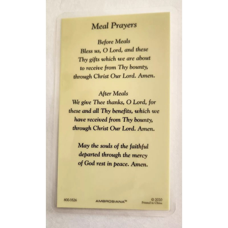 Meal Prayers - The Last Supper - Laminated Holy Card