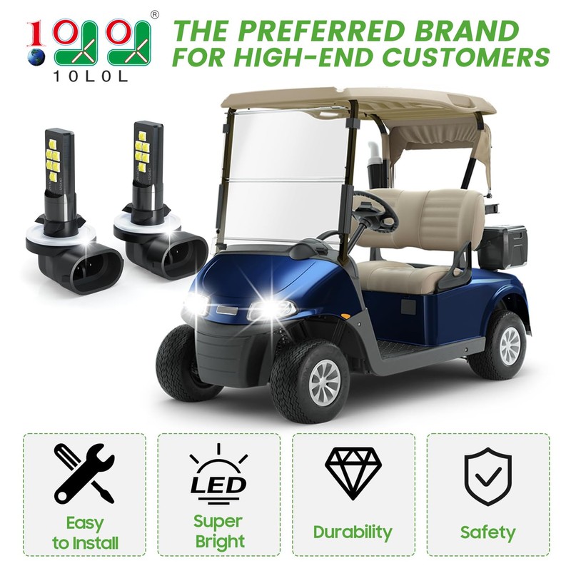 10L0L Golf Cart Headlights Bulb for EZGO 1994-up, Club Car