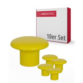 Gedotec Furniture knobs for children's rooms, diameter 32 mm, colour: yellow, pack of 10, plastic furniture handles, colour, colourful cabinet knobs, children's furniture knob, modern furniture