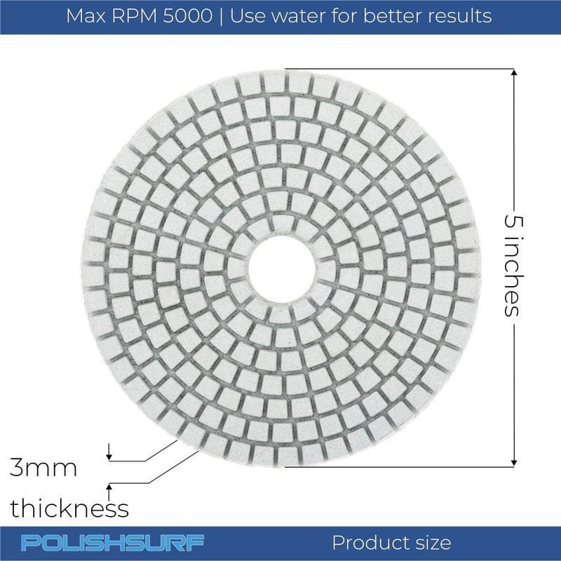 5 Inch Diamond Concrete Polishing Pads Wet Dry Set for
