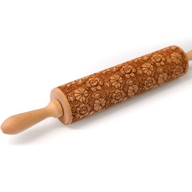 Rolling Pin Embossed with MONSTREA FLORAL Pattern for Baking Engraved Cookies Size Large 16.9 inch