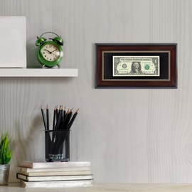 GMFrames Mahogany Dollar Bill Frame with Black Mat or Display 4x9 Picture without Mat,Real Glass,2 Pack