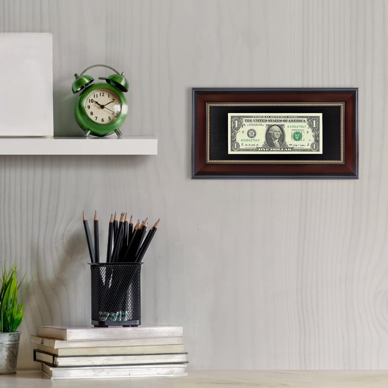 GMFrames Mahogany Dollar Bill Frame with Black Mat or Display