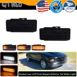 GTINTHEBOX Switchback LED Front Bumper Signal Lights For 94-97 Chevy S10 Blazer GMC Sonoma