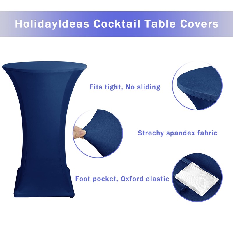 HolidayIdeas Cocktail Table Covers, 2 Pack - Stretch Spandex Square