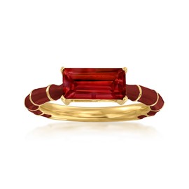 Ross-Simons 1.70 ct. t.w. Garnet and Red Enamel Ring in 18kt Gold Over Sterling. Size 10