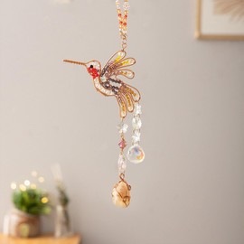 Crystal Suncatcher, colorful Rhinestone woodpecker Crystal Stone Hanging Ornament, Rainbow Sun Catcher Outdoor Indoor Decor for Garden Window Bedroom Car Home (Height 30cm)
