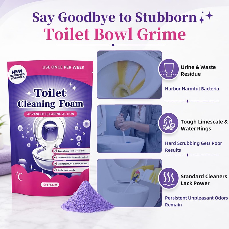 Toilet Cleaning Foam Powder, Toilet Bowl Cleaner for Limescale, 3.52