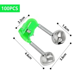 SKTMH 100Pcs Fishing Alarm Bells Fishing Rod Ring Alarms Fishing Alarm Bait Alarm Bell Alarm Bells Fishing Bells Stainless Steel Fishing Bell Clip Dual Alert Bells Fishing Bite Alarms for Fishing