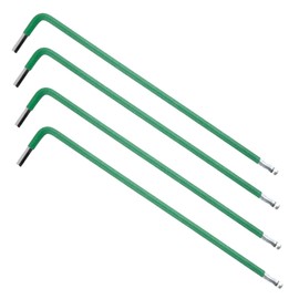 AUXBC 4PCS 2.5mm Ball End Hex Key Wrench, L-Shape Long Arm Allen Wrench, S2 Steel Six-Edge Screw Driver, Hexagon Head Repairing Tool, Green