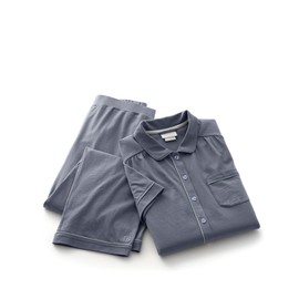 BOLL & BRANCH Women's Soft Knit Short Sleeve & Pants Pajama Set - Mineral, L