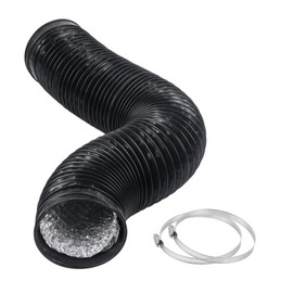 CABAX 4 Inch 5 Feet Air Ducting, Flexible Black Aluminum Vent Hose for HVAC Ventilation with 2 Clamps