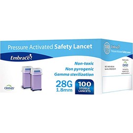 Embrace Sterile Safety Lancet 1.8 mm Depth 28 Gauge 100ct Lancing Device Not Required