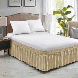 FreshCulture - Falda de cama King con volantes para cama King size, fácil ajuste con caída a medida de 15 pulgadas, falda elástica envolvente alrededor de la cama, faldas de cama de calidad de hotel