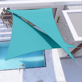 Windscreen4less Terylene Waterproof Sun Shade Sail UV Blocker Triangle Sunshade Patio Canopy Sail 16' x 16' x 22.6' in Color Turquoise 260GSM