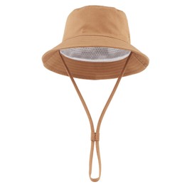 XIAOHAWANG Baby Sun Hat Boys Sun Hat UV Protection Baby Girl Hat Summer Breathable Children's Fishing Hat with Mesh Lining, caramel, 6-12 months