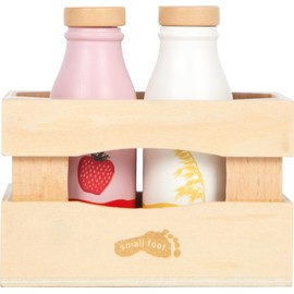 small foot Cassa con bevande a base di latte "fresh", quattro bottiglie con vari tipi di latte, compresa cassetta in legno, dai 3 anni, 12820