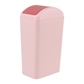 Ggbin 1-Pack 3.5 Gallon Plastic Garbage Can with Swing Lid, Slim Swing Top Trash Can, Pink