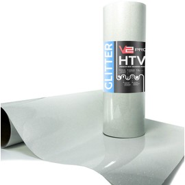 V2 Pro Hyper White Glitter Heat Transfer Film HTV 10 Inches x 6 Feet