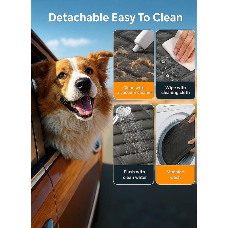 Dog Car Seat Cover, Universal Fit, Waterproof, Breathable, Machine Washable,