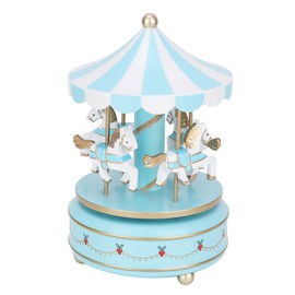 Merry GO Round Music Box Carousel Gift Christmas Wedding Birthday Gift Decor Blue