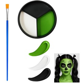3 in 1 Black White Green Face Paint - Oil Based Face Paint - Black White Green Halloween Makeup - Blendable Colors - Long Lasting Effect - Zombie Vampire Cosplay Paint Set