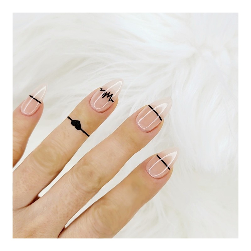 Tattoo style handmade nail tips - Stiletto M / 타투