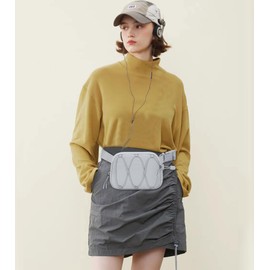 MAXTOP Small Crossbody Fanny Packs for Women Belt Bag with Adjustable Strap Reflective Waist Pack for Yoga Running Hiking Travel Casual Workout,Sliver Grey