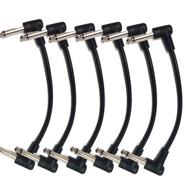 Guitar Pedal Cable Set, 6-Pack, Right Angle Connectors, Noise-Free Effect Cables