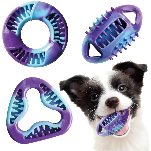 Zimoric 3 Pack Puppy Teething Toys, Stuffable Rubber Dog Chew