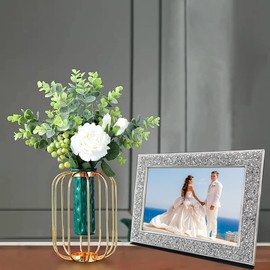 PIGPIGFLY Metal Photo Frame, 20 x 25 cm, Diamond Glitter Photo Frame, Wedding Photo Frame, for Baby Photos, Family Photos and Wedding Photos, Gift