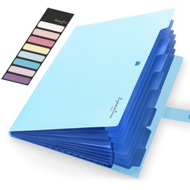 Sooez Accordion File Organizer, Letter Size Expanding File Folder with Labels, 8 Pocket Folders for Document, Portable Paper Bill Receipt Organizer for Home School Office Supplies, A4 Size, Sky Blue
