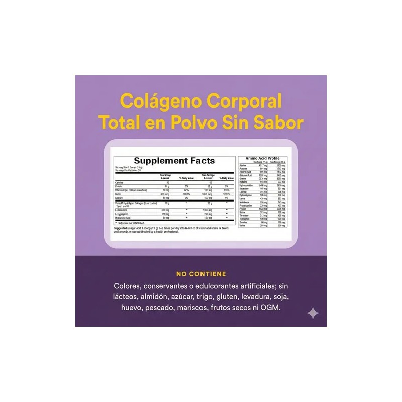 Colageno Polvo Peptidos Bioactivos Totalbody Natural Factors