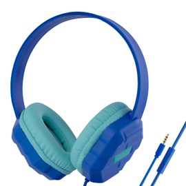 Olyre Kids Hedapnones Wired with Microphone and 94dB Volume-Limiting for Boys and Girls, School Headphones with Braided Tangle-Free Cable Compatible with Computer Tablet Kindle Smartphone Blue/Green