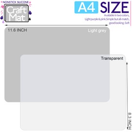 LEOBRO Silicone Mats for Crafts, 2 Pcs 11.69" x 8.26" Silicone Mats for Resin, Paint Clay Play Dough Mat, DIY Arts and Crafts, Light Gray & Clear