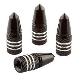 Bike Bits Presta Valve Caps - Use On Presta/French Valves (4 Pack) (Black, Rocket)