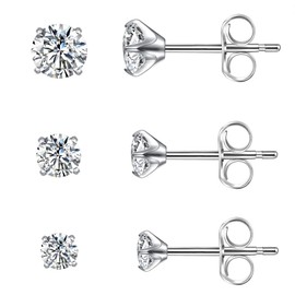 G23 Titanium Earrings Hypoallergenic 3-5mm Cartilage Earrings 3 Pairs Silver For Men Women