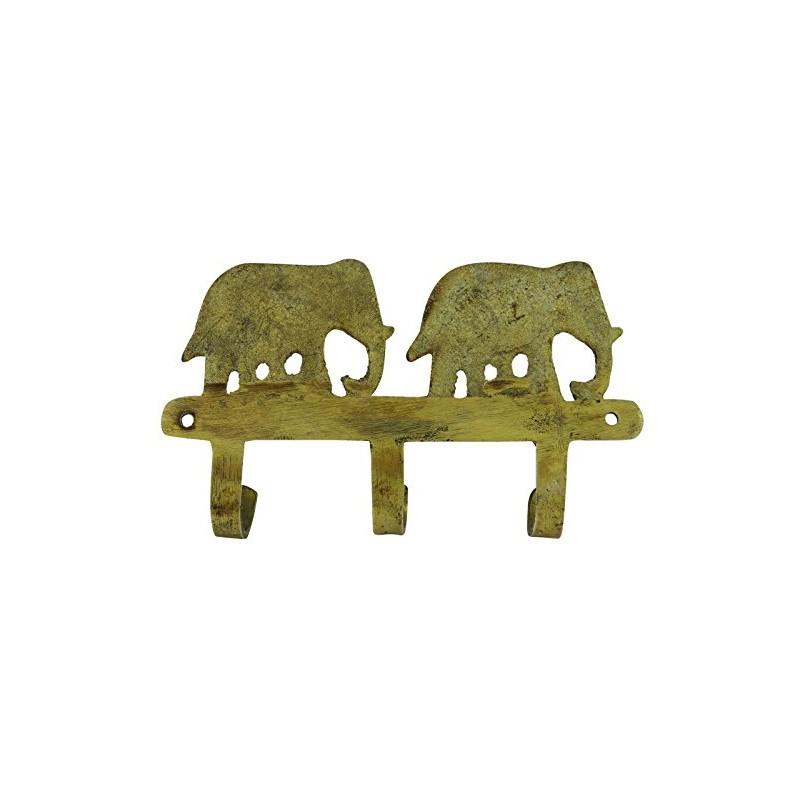 Indianbeautifulart Elephant Design Brass Metal Decorative Wall Coat Hanger Decor