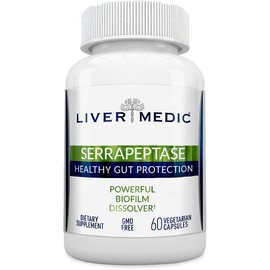 Serrapeptase Pure Digestive Enzymes (Enteric Coated) – Premium Healthy Gut Protection & Liver Support – Non-GMO, Vegan Liver Supplement for Gut Health. Digestive Enzymes & Tissue Support (60 Caps)