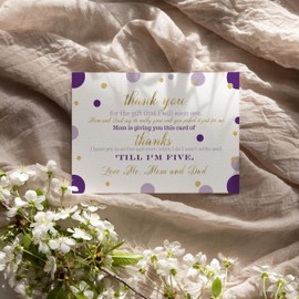 Paper Clever Party Purple and Gold Baby Shower Thank You Cards with Envelopes Blank Notes Prefilled with Message Girls Personalize Registry Gifts Mermaid Stationery Set 4x6 Notecards, 15 Pack