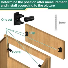 Juexica False Cabinet Front Clip False Drawer Front Clips Sink Tip Out Snap with Screws Screwdrivers for Hardware Replacements(Black,8 Pairs)