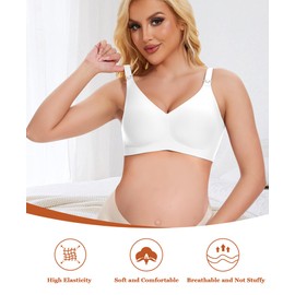 DOCUMO Nursing Bra for Women Wireless Comfort Pregnancy Bra No Underwire Maternity Bra Soft Seamless Breastfeeding and Sleep Bralette (White,Medium)