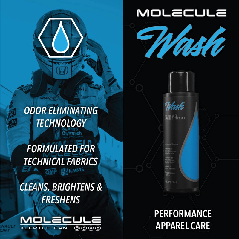 Molecule Wash, Performance Apparel Care, Race Suits, Cleans, Brightens and