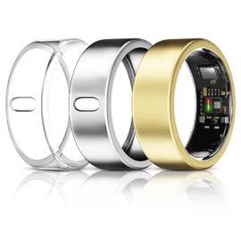 3 Pack Cover Compatible with Oura Ring Gen 4/Oura Gen 3 Horizon/Heritage/Ultrahuman Ring Air, Surport Charging with Cover on, Anti-Scratch TPU Protector for Women Men-Clear+Silver+Gold-for Size 8
