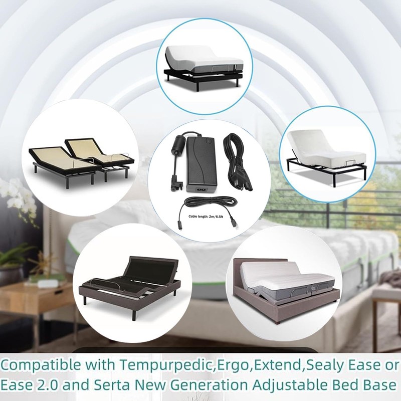 Adjustable Bed Base Power Supply Replacement Power Cord 3 Piece