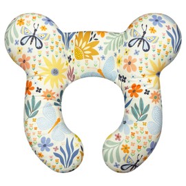 DEEZOMO Baby Neck Pillows - Upgraded Toddler Travel Cushion for Toddler Head and Neck, Infant Neck Pillow for Car Plane Stroller Pushchair - Flower A